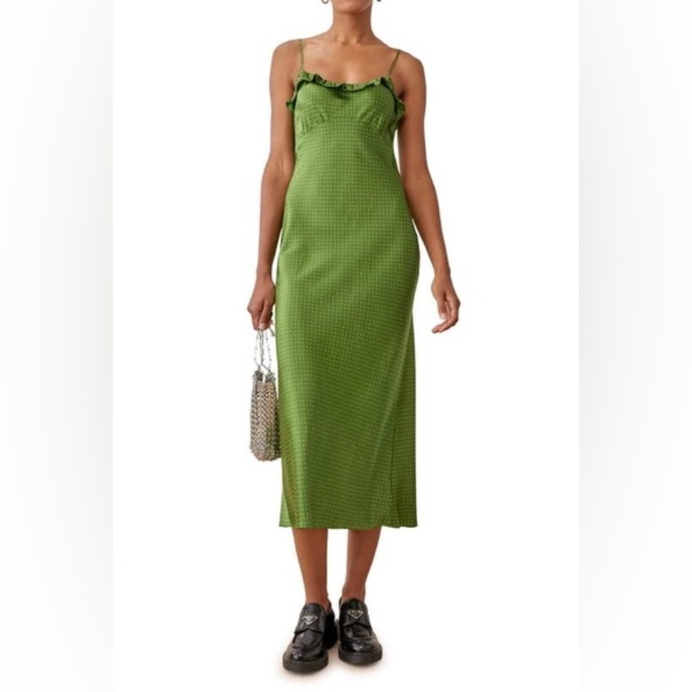 Reformation Aribella dress green silk